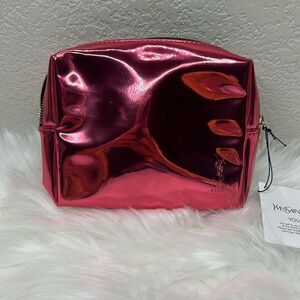 $30 🌙 YSL Yves Saint Laurent BEAUTE Red Metallic Makeup Bag 🆕 Minor Scuffs‎